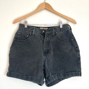 Vintage Express EXP High Rise Black Wash Denim Jean Shorts 7/8 90s Y2K